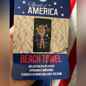 2 Patriotic cats beach towels-NEW